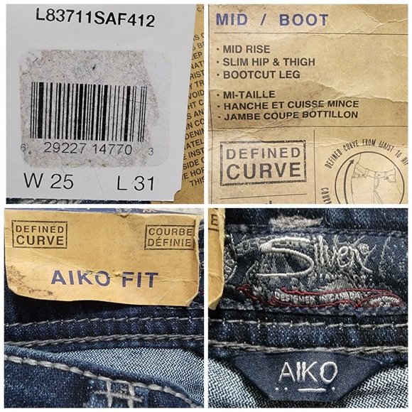 Silver Aiko Jeans Womens Blue Denim Pants Bootcut Legs Mid Rise Size W25 NWT - Picture 10 of 13